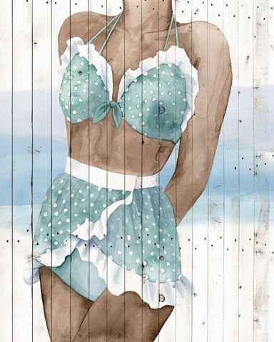 Bygone Bathers I White Modern Wood Framed Art Print with Double Matting by Popp, Grace