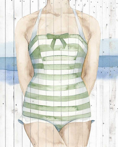 Bygone Bathers IV White Modern Wood Framed Art Print with Double Matting by Popp, Grace