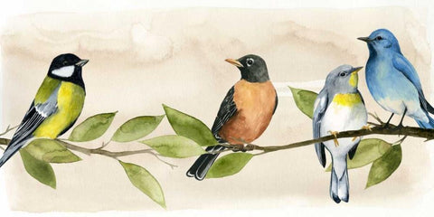 Treetop Gathering I Black Ornate Wood Framed Art Print with Double Matting by Popp, Grace