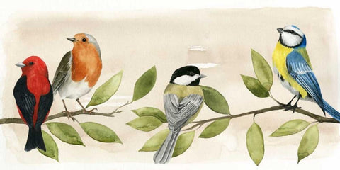 Treetop Gathering II White Modern Wood Framed Art Print with Double Matting by Popp, Grace