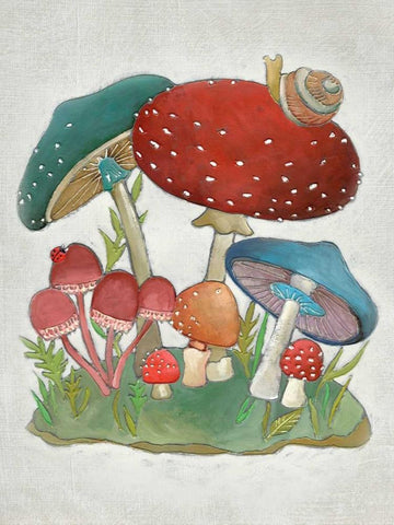 Mushroom Collection I Black Ornate Wood Framed Art Print with Double Matting by Zarris, Chariklia