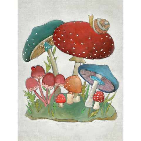 Mushroom Collection I White Modern Wood Framed Art Print by Zarris, Chariklia