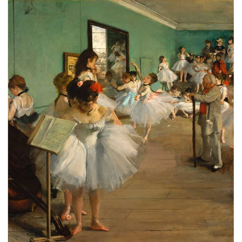 The Dance Class Gold Ornate Wood Framed Art Print with Double Matting by Degas, Edgar
