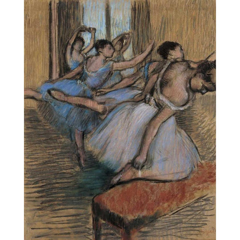 The Dancers Gold Ornate Wood Framed Art Print with Double Matting by Degas, Edgar