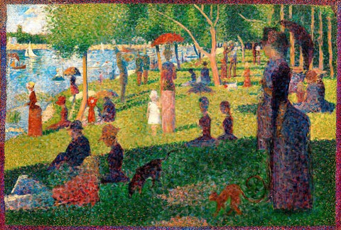 A Sunday on La Grande Jatte Black Ornate Wood Framed Art Print with Double Matting by Seurat, Georges