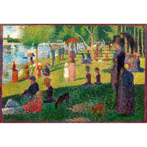 A Sunday on La Grande Jatte Black Modern Wood Framed Art Print with Double Matting by Seurat, Georges