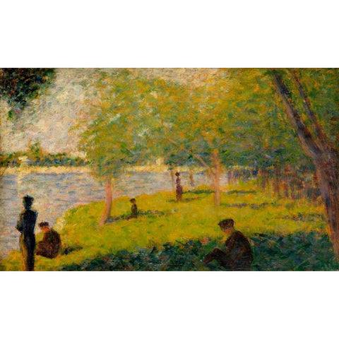 Study for a Sunday on La Grande Jatte Black Modern Wood Framed Art Print with Double Matting by Seurat, Georges