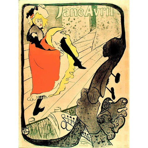 Jane Avril White Modern Wood Framed Art Print by de Toulouse-Lautrec, Henri