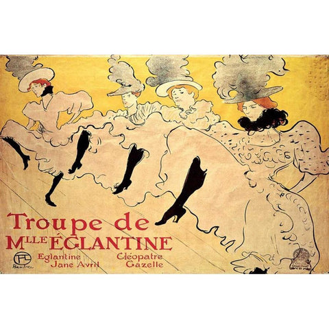 La Troupe de Mademoiselle Eglantine Black Modern Wood Framed Art Print with Double Matting by de Toulouse-Lautrec, Henri
