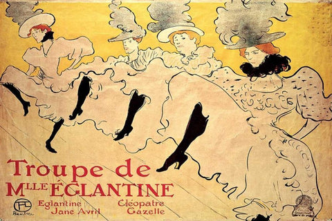 La Troupe de Mademoiselle Eglantine White Modern Wood Framed Art Print with Double Matting by de Toulouse-Lautrec, Henri