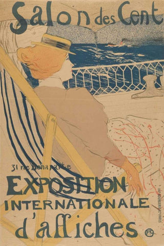 Salon des Cent-Exposition Internationale daffiches Black Ornate Wood Framed Art Print with Double Matting by de Toulouse-Lautrec, Henri