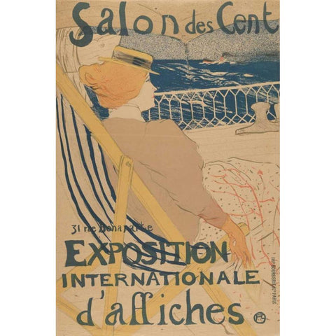 Salon des Cent-Exposition Internationale daffiches Black Modern Wood Framed Art Print with Double Matting by de Toulouse-Lautrec, Henri