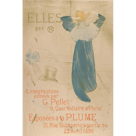 Elles (poster for 1896 exhibition at La Plume) White Modern Wood Framed Art Print by de Toulouse-Lautrec, Henri