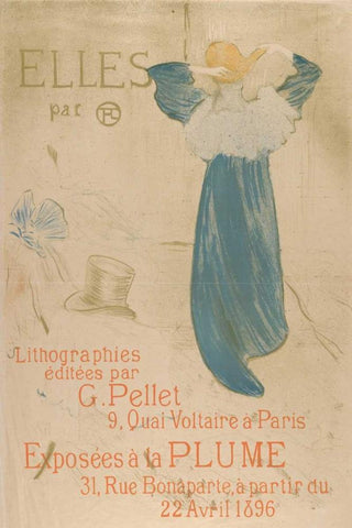 Elles (poster for 1896 exhibition at La Plume) Black Ornate Wood Framed Art Print with Double Matting by de Toulouse-Lautrec, Henri