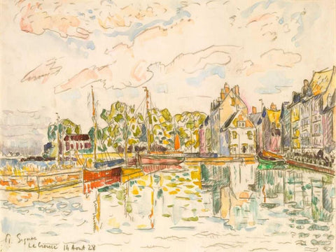 Le Croisic I Black Ornate Wood Framed Art Print with Double Matting by Signac, Paul