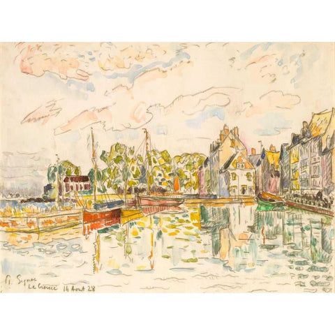 Le Croisic I Gold Ornate Wood Framed Art Print with Double Matting by Signac, Paul