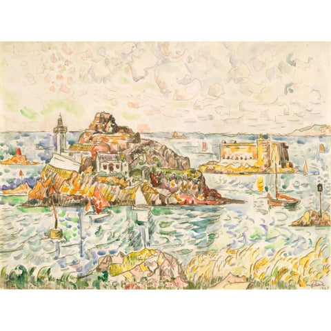 Morlaix, Entrance of the River Black Modern Wood Framed Art Print by Signac, Paul