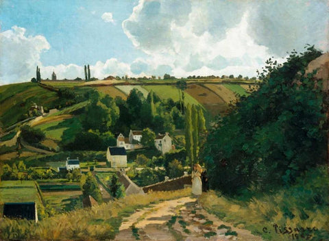 Jalais, Hill, Pontoise White Modern Wood Framed Art Print with Double Matting by Pissarro, Camille