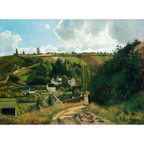 Jalais, Hill, Pontoise White Modern Wood Framed Art Print by Pissarro, Camille