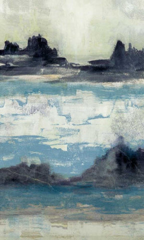 Peaceful Mountain II White Modern Wood Framed Art Print with Double Matting by Goldberger, Jennifer