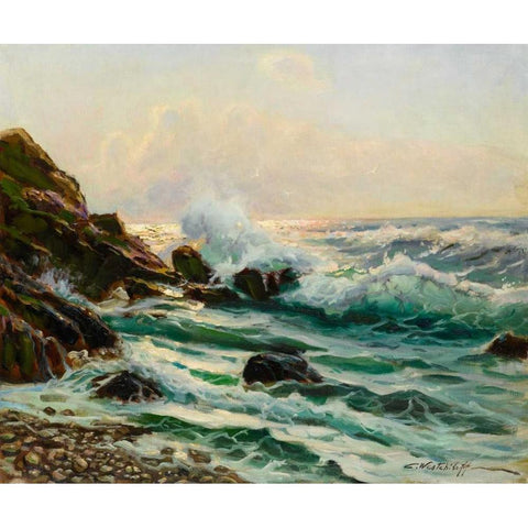 Main Seascape I Black Modern Wood Framed Art Print with Double Matting by Westchiloff, Constantin Alexandrovitch
