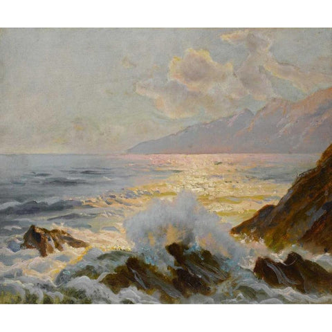 Main Seascape II Black Modern Wood Framed Art Print with Double Matting by Westchiloff, Constantin Alexandrovitch