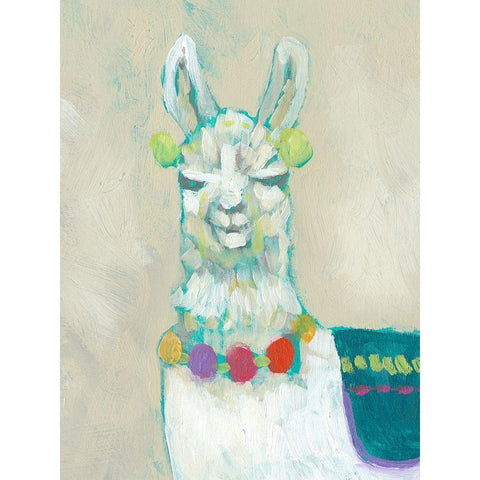 Llama Fun II Gold Ornate Wood Framed Art Print with Double Matting by Goldberger, Jennifer