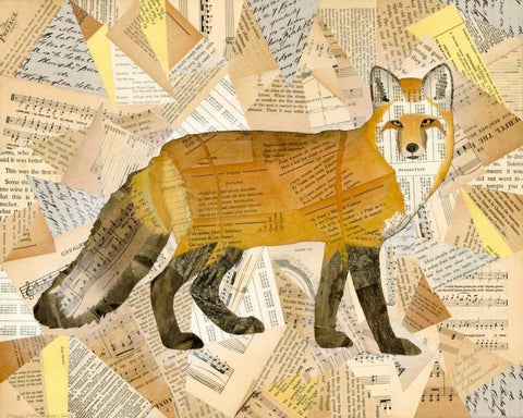 Red Fox Collage I White Modern Wood Framed Art Print with Double Matting by Galapon, Nikki