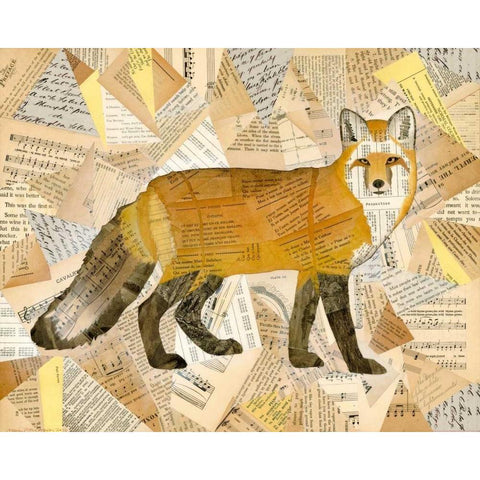 Red Fox Collage I Black Modern Wood Framed Art Print by Galapon, Nikki