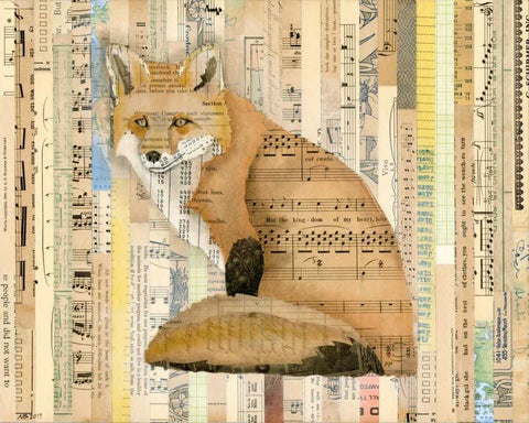 Red Fox Collage II White Modern Wood Framed Art Print with Double Matting by Galapon, Nikki