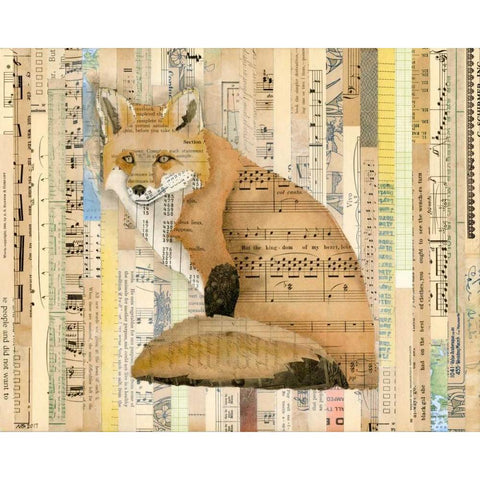 Red Fox Collage II Black Modern Wood Framed Art Print by Galapon, Nikki