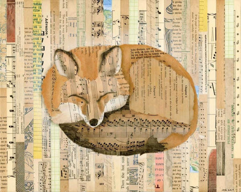 Red Fox Collage III Black Ornate Wood Framed Art Print with Double Matting by Galapon, Nikki