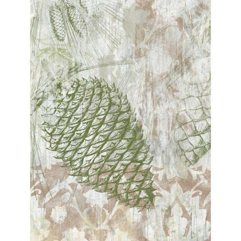 Pinecone Fresco I Black Modern Wood Framed Art Print with Double Matting by Vess, June Erica