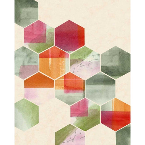 Color Pop Honeycomb I White Modern Wood Framed Art Print by Popp, Grace