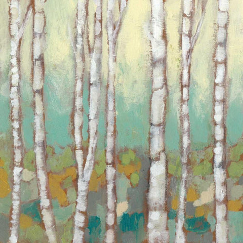 Kaleidoscope Birches I White Modern Wood Framed Art Print by Goldberger, Jennifer