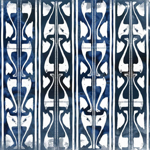 Indigo Impression VII White Modern Wood Framed Art Print with Double Matting by Vess, June Erica