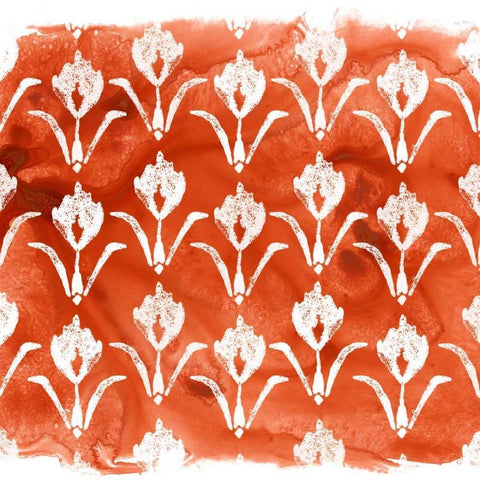 Crimson Motif V Black Ornate Wood Framed Art Print with Double Matting by Vess, June Erica