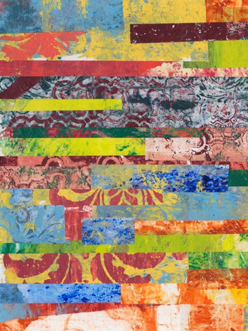 Monoprint Collage I White Modern Wood Framed Art Print with Double Matting by Moore, Regina