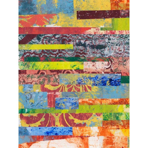 Monoprint Collage I Black Modern Wood Framed Art Print with Double Matting by Moore, Regina