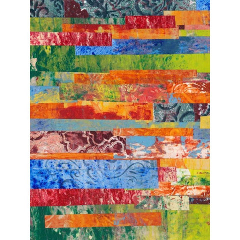 Monoprint Collage III Black Modern Wood Framed Art Print with Double Matting by Moore, Regina