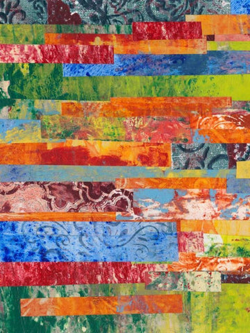 Monoprint Collage III White Modern Wood Framed Art Print with Double Matting by Moore, Regina