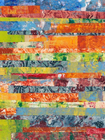 Monoprint Collage IV White Modern Wood Framed Art Print with Double Matting by Moore, Regina