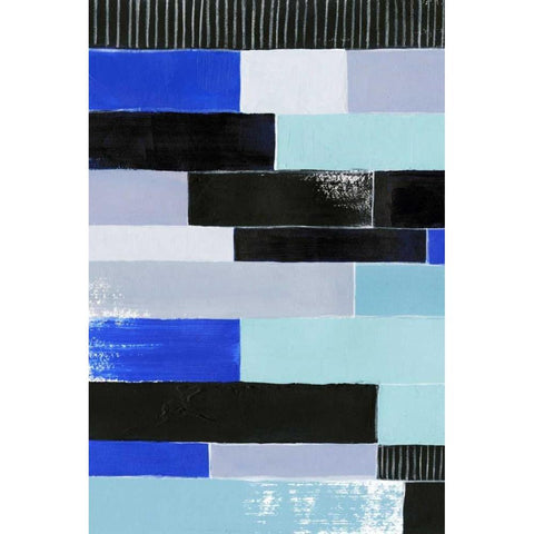 Black and Blue Bricks I Black Modern Wood Framed Art Print with Double Matting by Popp, Grace