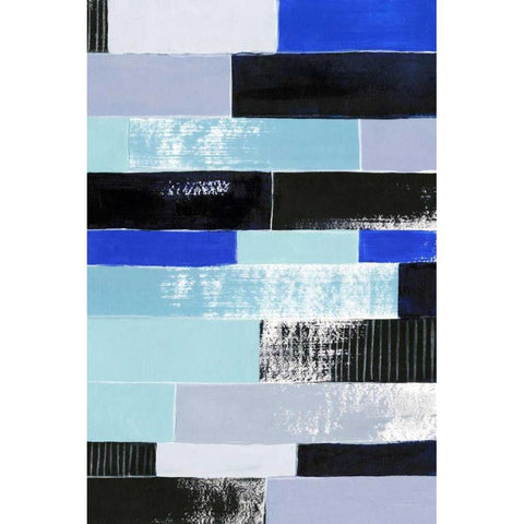 Black and Blue Bricks II Black Modern Wood Framed Art Print with Double Matting by Popp, Grace