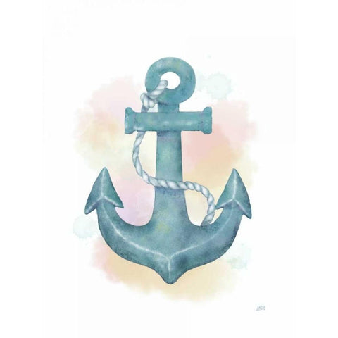 Watercolor Anchor Gold Ornate Wood Framed Art Print with Double Matting by Reynolds, Jade