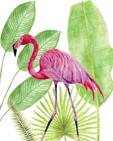 Tropical Flamingo I Black Ornate Wood Framed Art Print with Double Matting by Wang, Melissa