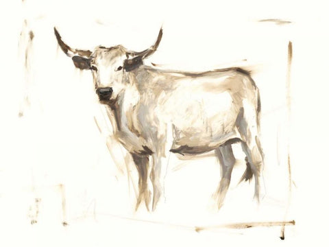 White Cattle II White Modern Wood Framed Art Print with Double Matting by Harper, Ethan