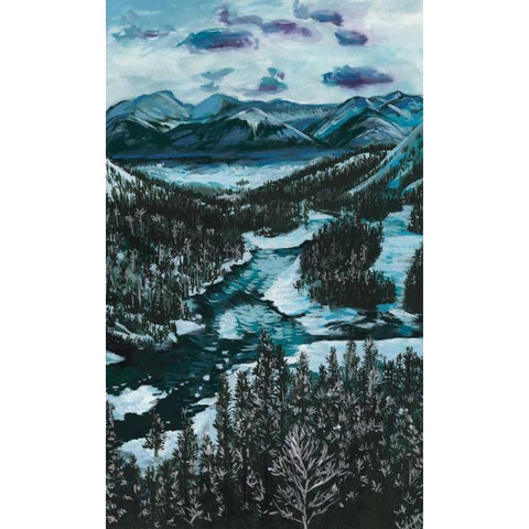 Mountainscape I Black Modern Wood Framed Art Print with Double Matting by Wang, Melissa