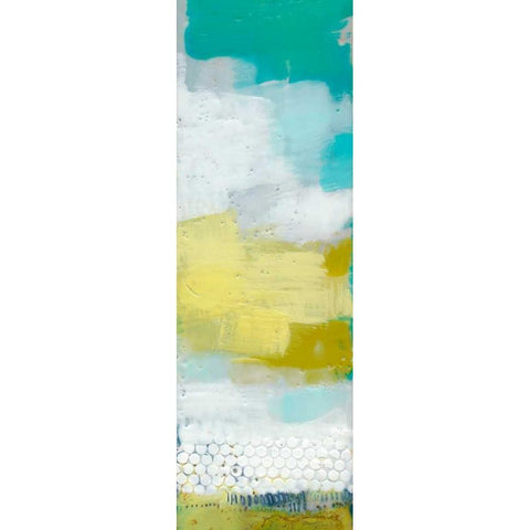 Teal Dot Panels IV Black Modern Wood Framed Art Print with Double Matting by Jachimiec, Sue