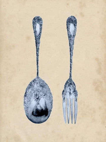 Antique Utensils III White Modern Wood Framed Art Print with Double Matting by Wang, Melissa